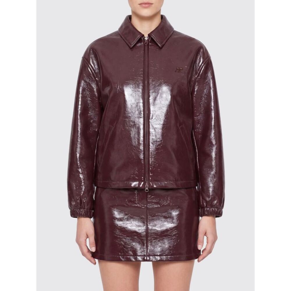 Courreges Women Courri¨Ges Cropped Patent-Effect Coated Cotton Jacket With Zip